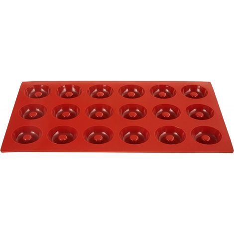 Rojo - Juego de 18 moldes de silicona para donas, helados, gelatinas, pudines, jabones, pasteles y utensilios de repostería (1 pieza)