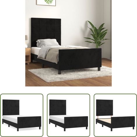 Kopfteil - Bettgestell mit Kopfteil Schwarz 90x200 cm Samt (1/5)