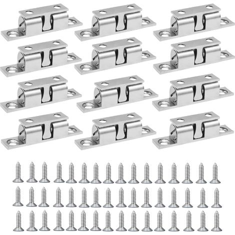 12 Stück 50 mm runde Möbelriegel, doppelte runde Edelstahlriegel, Türriegel für Schränke, Badezimmer, Kleiderschränke, Schubladen (Silber) (1/5)