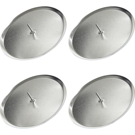 Adventskranzkerzenhalter Silberfarben Ø 8 cm aus Metall - 4er Set (1/3)