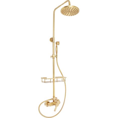 Système de douche, finition bronze vintage, hauteur réglable, Bronze (1/2)