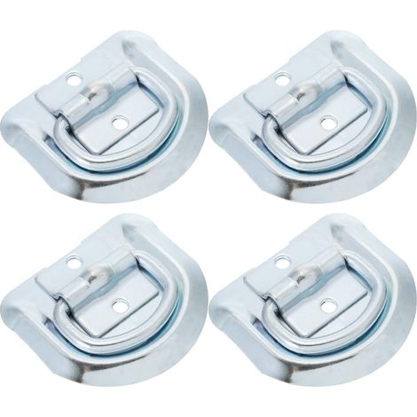 Lot de 4 Anneaux Arrimage en Acier Inoxydable Argenté, Construction Solide et Installation Facile, Adaptés pour Remorques et Sangles, Diamètre Trou 6 Mm