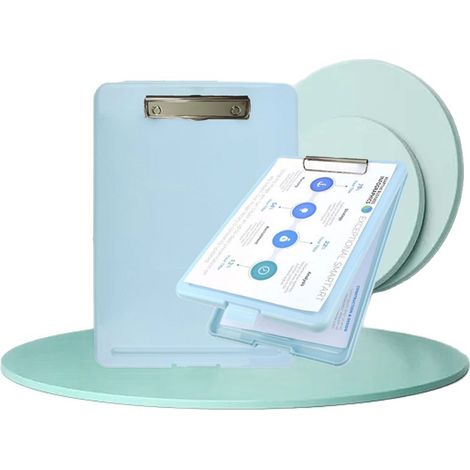 Lot de 2 presse-papiers avec rangement, presse-papiers de rangement avec clip plat en plastique, bloc-notes de dossier A4 boîte de rangement pour (1/5)