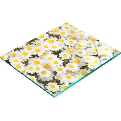 Tablero de vidrio decorativo multifuncional con estampado de margaritas, 60x52 cm.