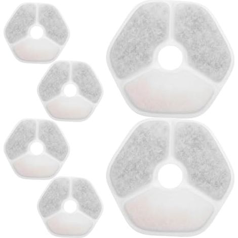Lot de 6 filtres hexagonaux de filtration pour fontaine à chat pour distributeur d'eau pour animaux de compagnie Favorise l'hydratation Facile à installer Compatible avec les fontaines d'eau (1/5)