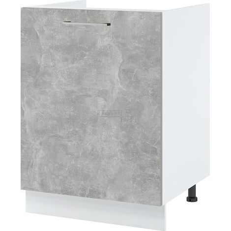 Meuble îlot de cuisine Bellissi Beton Naturel 1 porte L 60 cm -  Porte avec poignée apparente  Grey