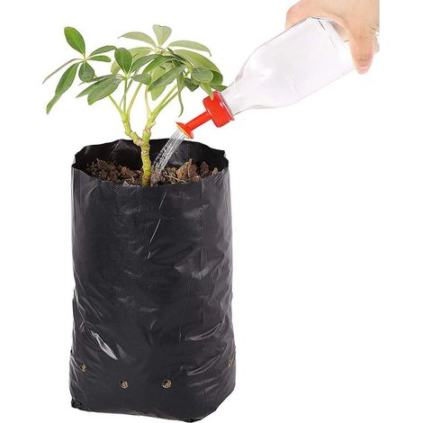 Confezione da 100 sacchetti traspiranti per la semina, 24x31 cm - Vasi in tessuto nero anti-radice - Ideali per frutta, verdura e fiori - Favoriscono la crescita (1/5)