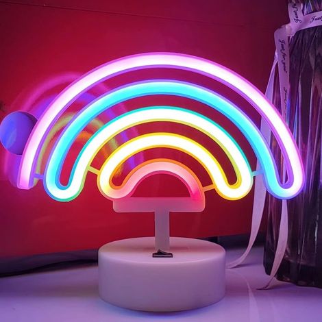 Enseigne néon avec base alimentation USB ou piles lampe de table pour décoration de chambre cadeau anniversaire et mariage (1/5)
