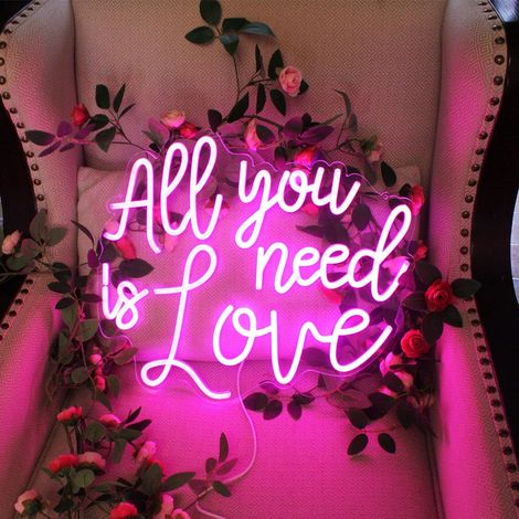 1 Panneau néon LED, Amour rose, Acrylique et silicone, Dimmable USB, Décoration mariage fête chambre (1/3)