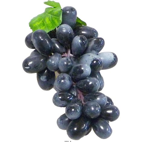 Grappe de raisin artificiel L19 cm avec 2 feuilles 45 raisins Noir - couleur: Noir (1/2)