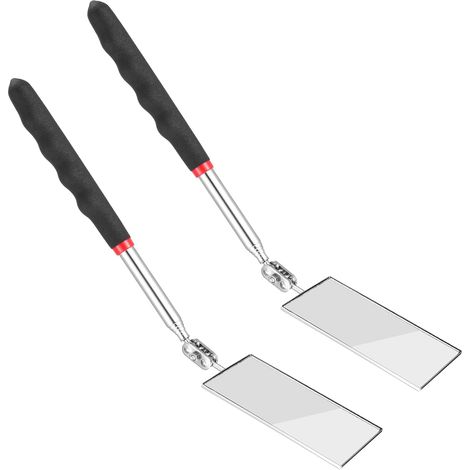 Lot de 2 Miroir d'inspection télescopique, Tête pivotante 360°, Poignée extensible, Pour véhicule et mécanique