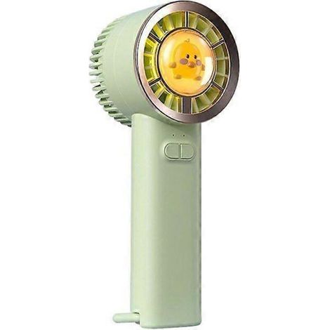 Ventilateur portable rechargeable, silencieux et écologique avec lumière intégrée et design cartoon – idéal pour les activités de plein air (1/5)