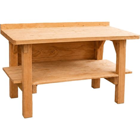 Établi livré monté en bois Douglas massif 150 cm avec étagère (1/5)