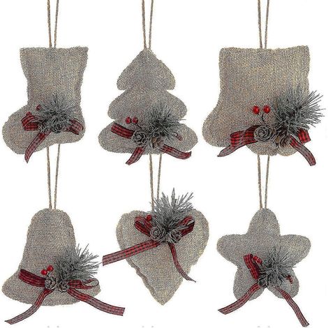 Décorations de sapin de Noël, lot de 6 pendentifs à suspendre pour sapin de Noël. Décorations de Noël à suspendre pour loisirs créatifs. (1/5)