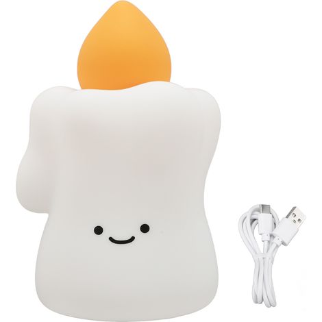 Night Light Cute Birthday Candle Shape Warm Light Dimmable Tap Silicone LED Nightlight for Bedroom (1/5)