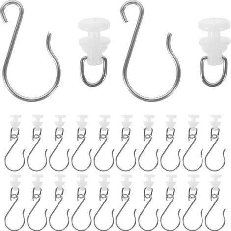 Edelstahlhaken für Duschvorhangschienen und Rollensysteme, extra große Haken für römische Ringe (20 Stück). (1/5)