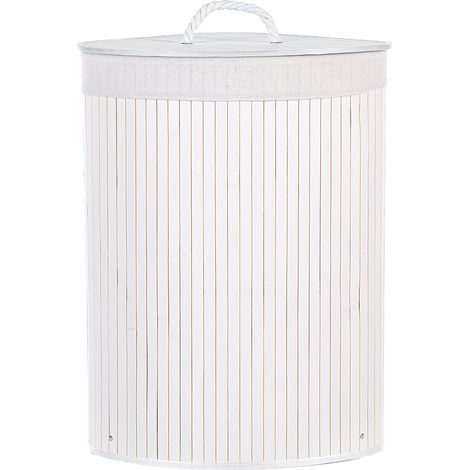 Cesta de madera de bambú blanca 60 cm tapa extraíble accesorio Matara (1/5)
