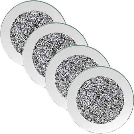 Sottobicchieri in vetro a specchio - set da 4 pezzi - 10 x 10 cm (1/5)