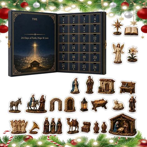 Calendario dell'Avvento 2D in acrilico con scena della Natività, decorazione da tavolo. (1/5)