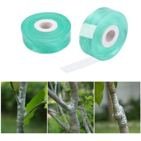 Greffage Ruban, 2 Pièces 2cm100M Rubans de Greffage, Pepiniere Greffage Ruban Etirable Auto Adhesive Biodegradables, Greffe Ruban Adhésif sans Danger et respectueux de l'environnement (Vert) (1/5)