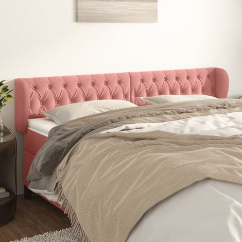 Tête de lit avec oreilles Style Classique Armoire de lit - Rose 183x23x78/88 cm Velours BV816987 - BonneVie (1/5)