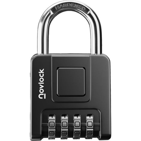 Cadenas code 4 chiffres – résistant aux intempéries, robuste et portable – anse 7 mm – pour portails, clôtures, casiers, abris, armoires – lot de 1, noir (1/5)