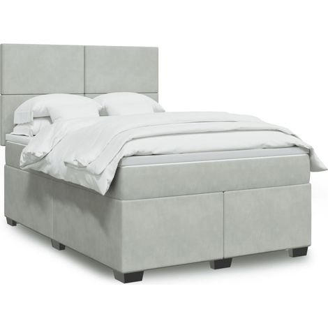 Boxspringbett mit Matratze Hellgrau 160x200 cm Samt