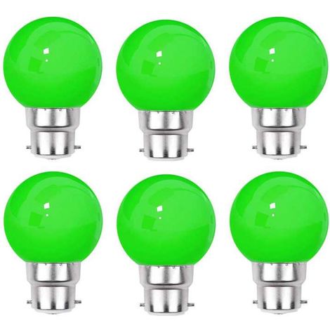 Lot de 6 ampoules vertes B22 Incassables avec culot en fer