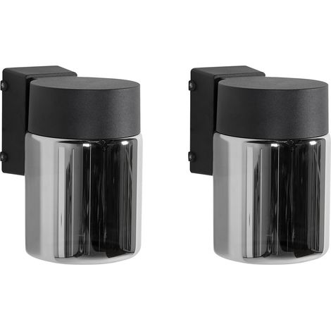 Conjunto de 2 lámparas LED para pared de exterior 16 cm de metal aluminio moderno negro Neves (1/5)