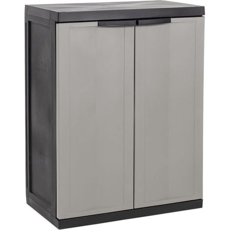 Toomax Armadio Trend Midi Basso nero/grigio basalto con ripiano regolabile, 65x37x85h cm in plastica riciclata, resistente ai raggi UV, con predisposizione per lucchetto, ideale per esterni e interni