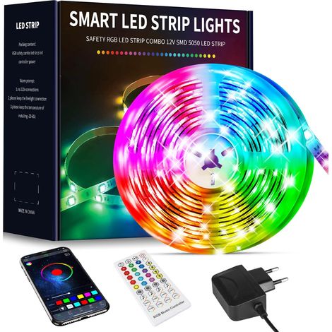 Ruban Led 10M, Bande Led 300 RGB , Led Ruban Lumineuse Flexible Multicolore avec Télécommande 40 Touches，Utilisé pour la décoration de maison de chambre à coucher (1x10M) (1/4)