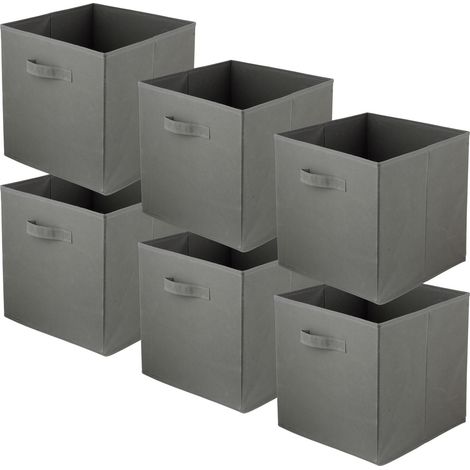 Boîte textile 31x31x31 gris foncé - Lot de 6