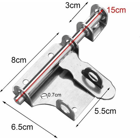 Serratura per porta scorrevole in 2 pezzi, chiavistello in acciaio inox massiccio rinforzato con foro per lucchetto, chiusure di sicurezza per porte di cucina, giardino, camera da letto, armadio, 15 c (1/5)