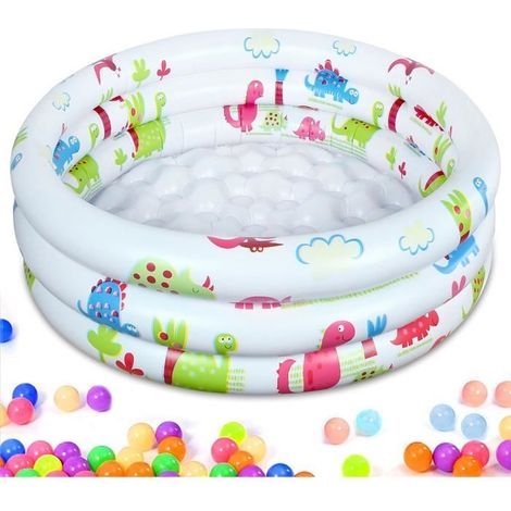 (Weiß) Aufblasbares Kinderbecken, rundes aufblasbares Becken 90x22cm, für drinnen und draußen (1/5)