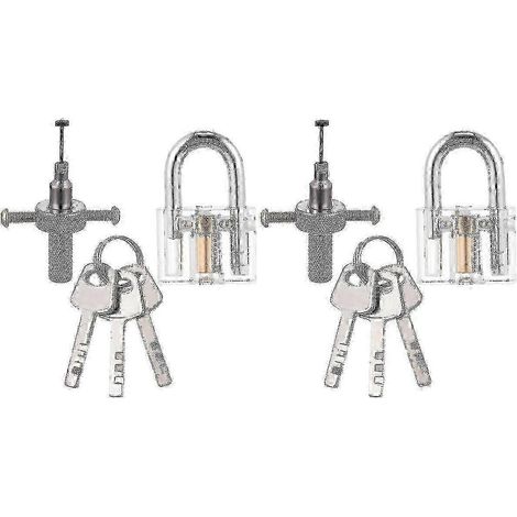 Cadenas à lame transparente avec plaque de retenue et outils de crochetage, livré avec 3 clés (2 jeux). (1/5)