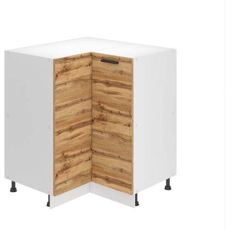 Belini Unterschrank Küche, Küchenunterschrank 90 cm Breite. SNP Küchenunterschrank ohne Arbeitsplatte. Eckschrank Küche mit 1 Tür, Wotan-Eiche