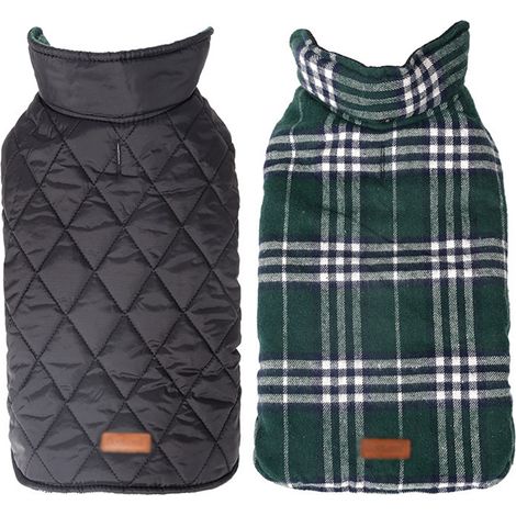 1 Vêtement pour chien, Manteau d'hiver réversible, Polyester imperméable doublé laine, Fermeture ajustable, Chien petite moyenne grande taille (1/5)