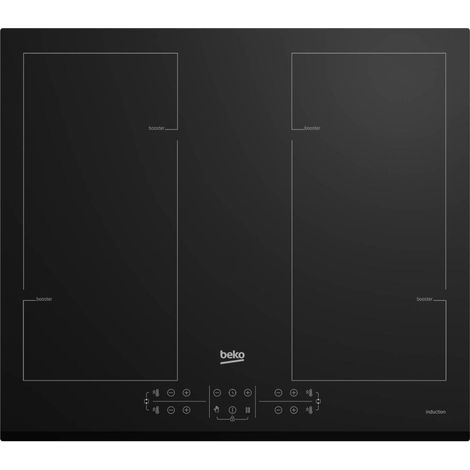 Beko – Plaque induction 4 foyers HII64206F2MT – 58 cm – Puissance 7200 W avec fonction booster – Surface vitrocéramique facile à nettoyer