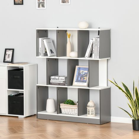 8-stöckiges Bücherregal für Wohn- und Schlafzimmer, modernes Spanplattenregal, 100 x 27 x 124 cm, Dunkelgrau