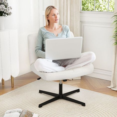 Chaise de bureau en simili peau de mouton assise large reglable