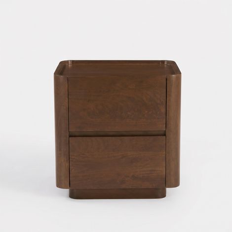 Mesita de noche Aldo de madera de mango color nogal (1/4)