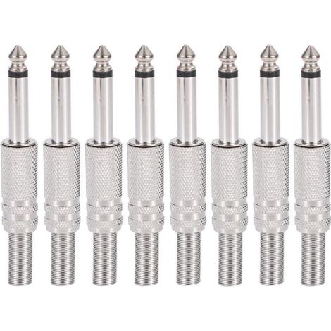8 pièces prise audio 1/4 "TS mono,connecteur jack à souder mâle 6,35mm pour câbles haut-parleur/guitare/microphone (1/5)