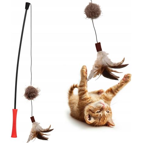 Caña de Pescar para Gato con Pelusa y Plumas Juguete Sólido y Duradero 62cm (1/5)