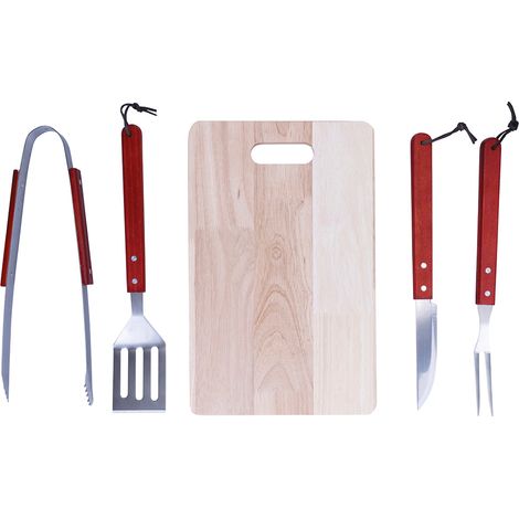 SET 5 UTENSILI DA BARBECUE CON TAGLIERE IN LEGNO 39X24X1.1 (1/5)
