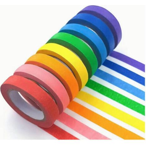Set 6 Rotoli Nastro Carta Gommata Colorata 19mmx15mt Adesivo Protezioni Pittura (1/3)