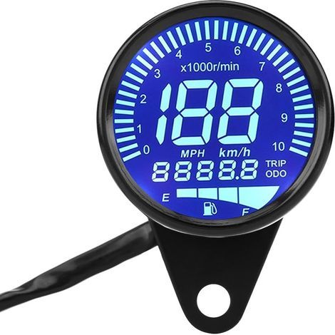 GENERIC-Compteur de Vitesse de Moto,Odomètre Tachymètre 66mm Universel Digital LED Compte-tours Compteur Kilométrique Indicateur de Vitesse Noir (1/5)