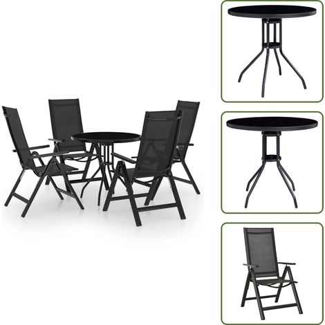 Ensemble de bistro 5 pcs noir et anthracite - Salon De Jardin - Mobilier De Jardin - Set De Bistrot - Fauteuil De Jardin - Table Basse