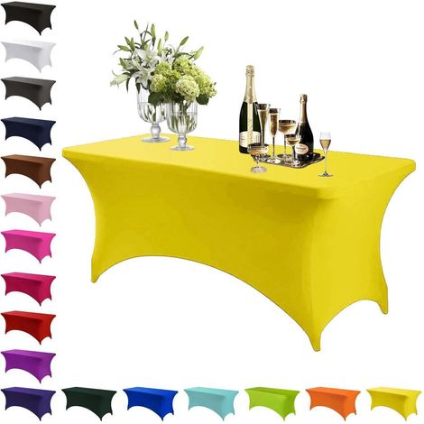 Spandex Stretch Tischdecke Gelb 183x76cm, waschbar, knitterfrei, rechteckig