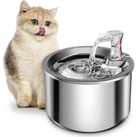 Trinkbrunnen aus Edelstahl für Katzen und Haustiere – Ultraleise Pumpe – 2-Liter-Automatikspender für Hunde und Haustiere (1/4)