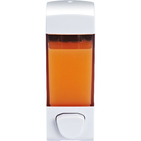 2 Distributeur savon manuel, réservoir 350 ml, plastique ABS transparent, fixation vis, hôtel maison (1/5)